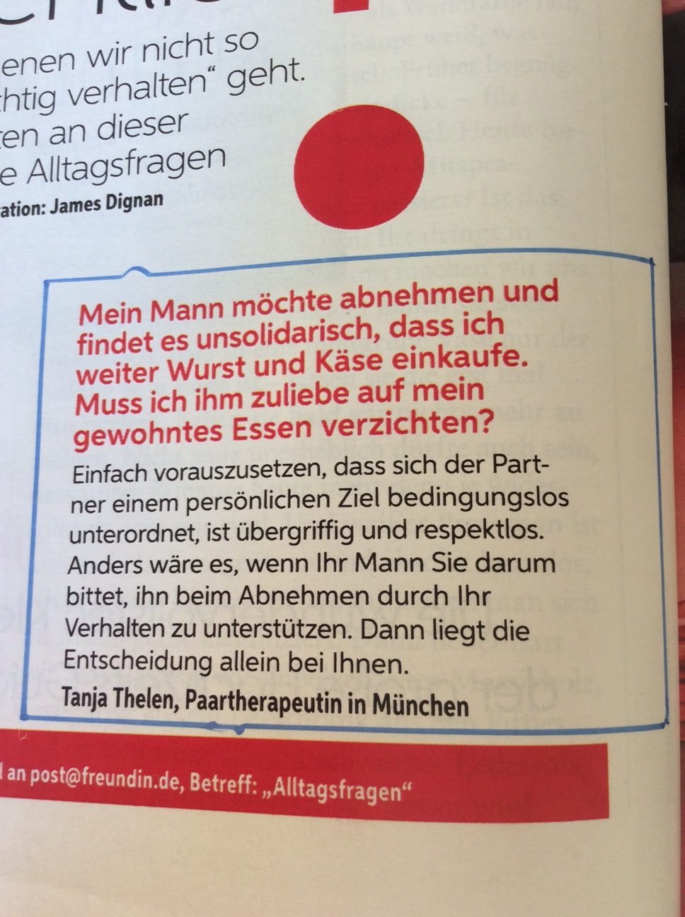 Interview mit Tanja Thelen in der "Freundin" zu Thema abnehmen